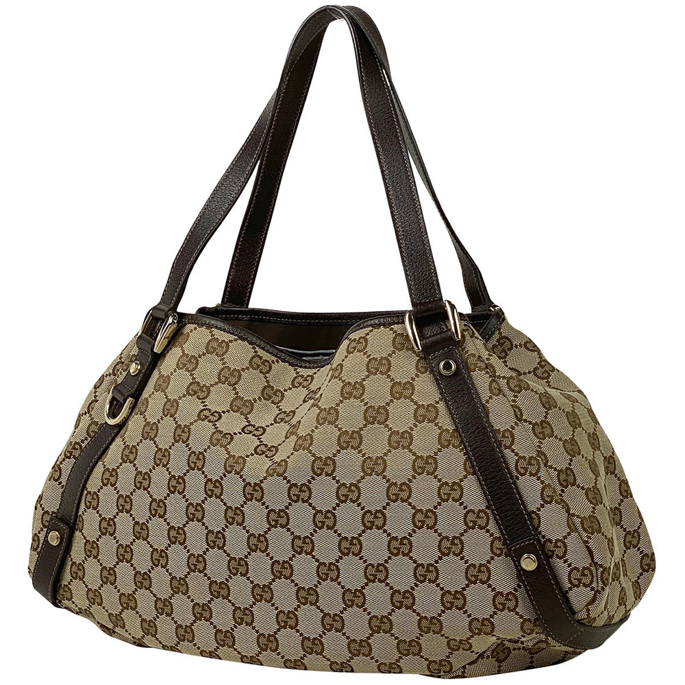 Gucci GG Tote Bag Handbag Shoulder Abbey Canvas Beige Brown